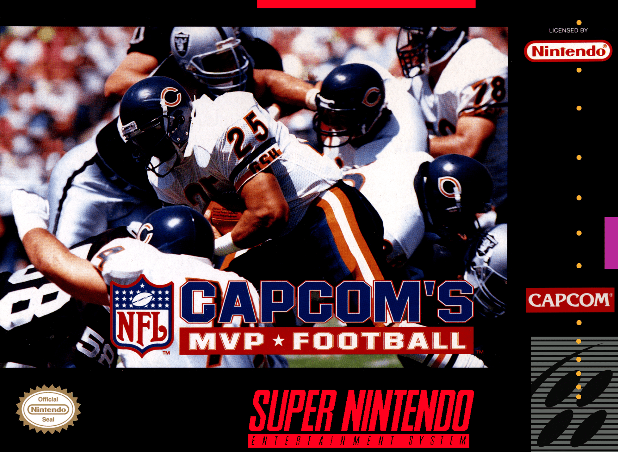 Capcom's MVP Football box art for Super Nintendo